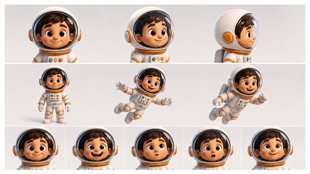 Sami in his astronaut suit floating above a vibrant cosmic landscape
